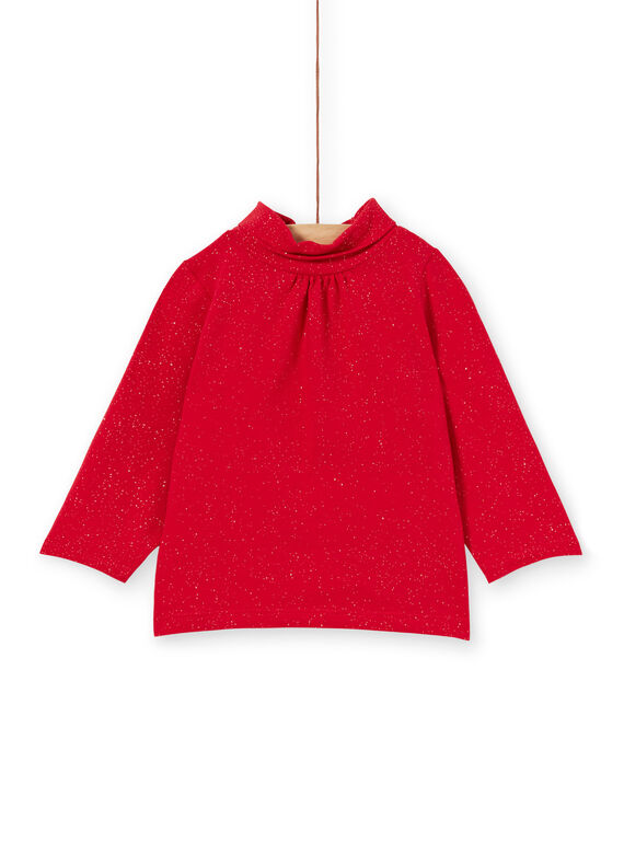 Jersey fino de color rojo rubí para bebé niña KIJOSOUP3 / 20WG0945SPLF529